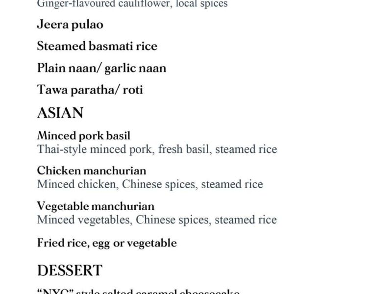 The Terraces Resort kathmandu Food menu 3